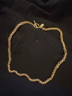 Vintage JNY Gold Rope Chain Toggle Necklace -